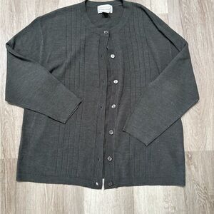 Women's Charcoal Button Down Cardigan